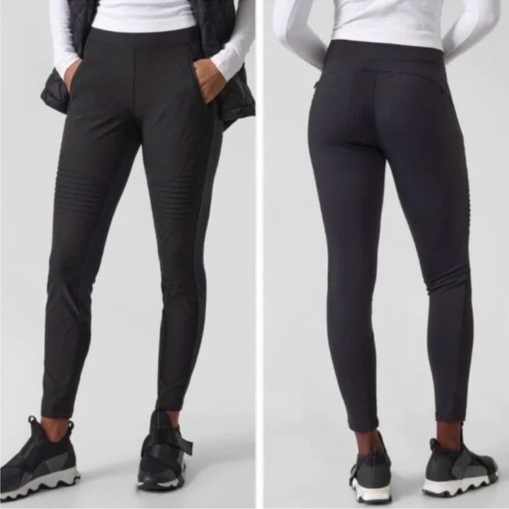 Like New - Athleta Hylands Hybrid Moto Tights - size 8 - black